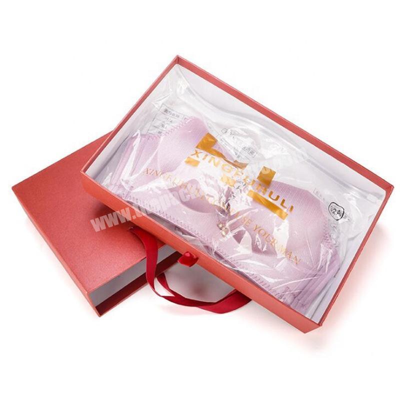 Paper Drawer Box Packaging For Bras Underwear Women Gift Boxes With Handle Custom Logo