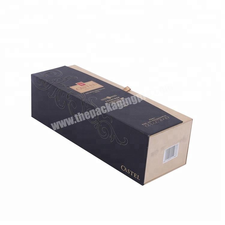 High Quality Luxury Recyclable Rigid Magnetic Folding Black Packaging Wine Gift Coated Paper Boxes