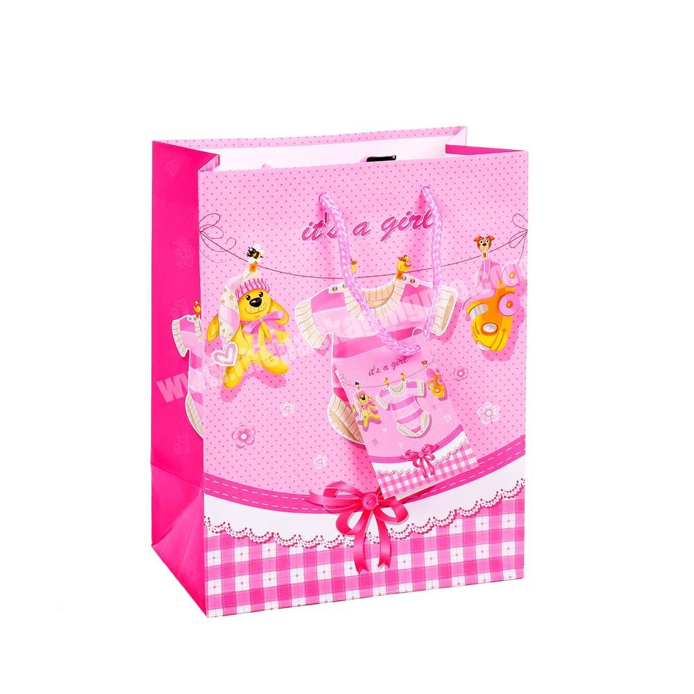 Promotional Personalized Handmade Special Design Pink Printing Gift Shopping Paper Bag