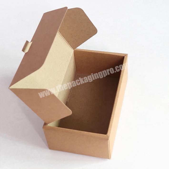 Eco-friendly Kraft Brown Paper Custom Logo Small Box Recyclable Packaging for Jewelry Necklace Open with Lid