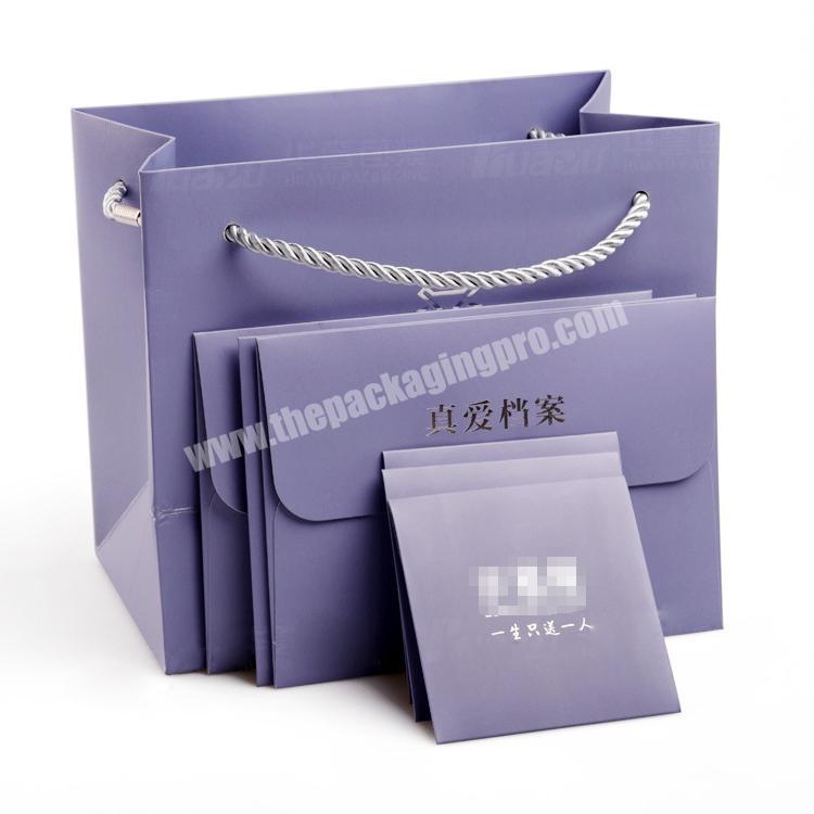 Wholesale Custom Logo Large Thank You Jewelry Purple Square Paper Bag