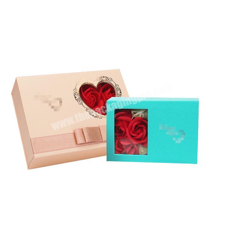 Wholesale high quality Single Rose Customizable Heart Shape Flower Packaging Gift Box