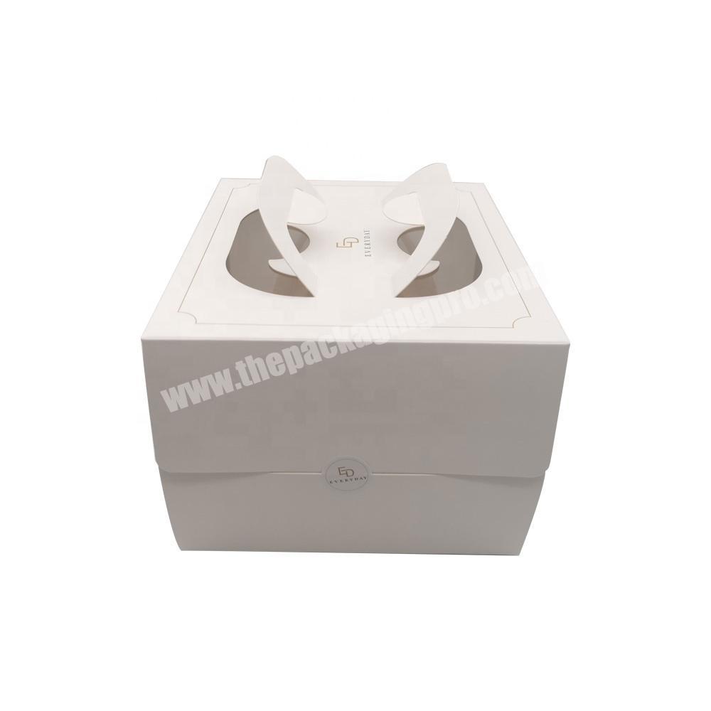 Wedding Paper Folding White Cake Boxes Packing With Handle Windows Tall