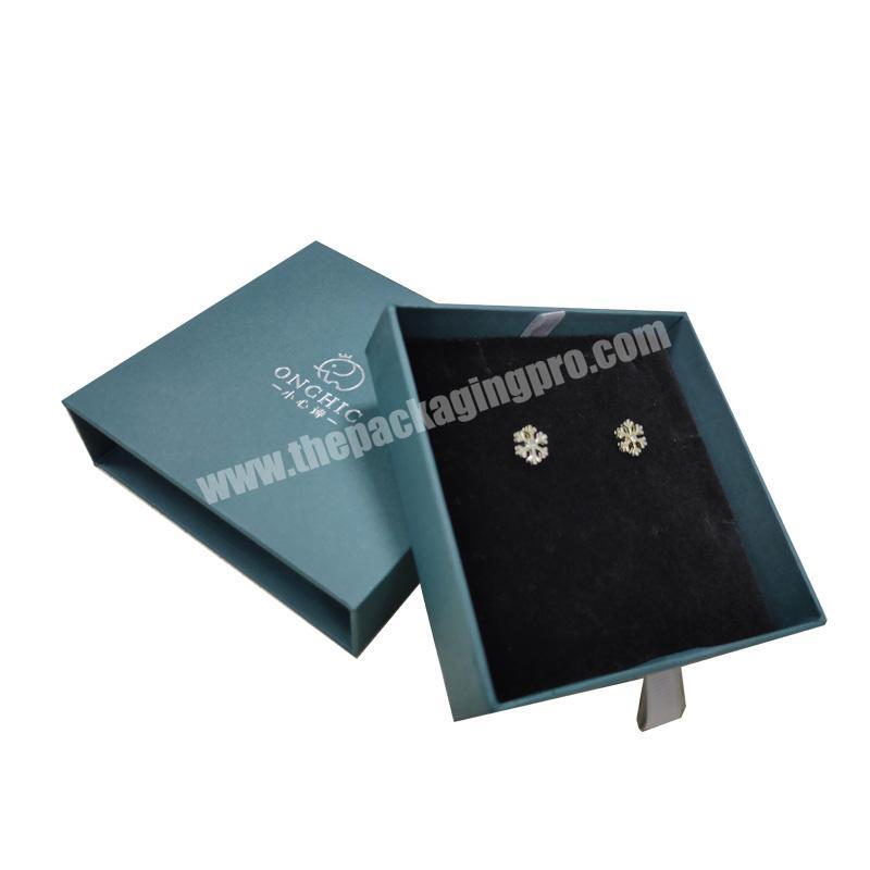 Green paper Earrings Necklace Display Gift Drawer Jewelry Packaging Box