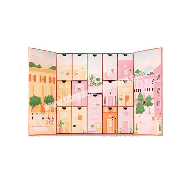 Custom  Cardboard Gift Beauty Cosmetic Packaging Countdown Christmas Advent Calendar Box