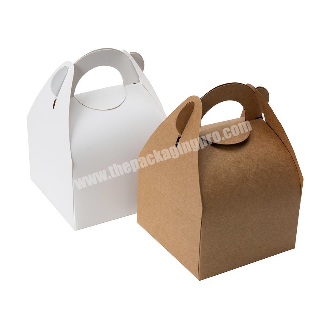 Custom logo kraft paper takeaway cake boxes with handle