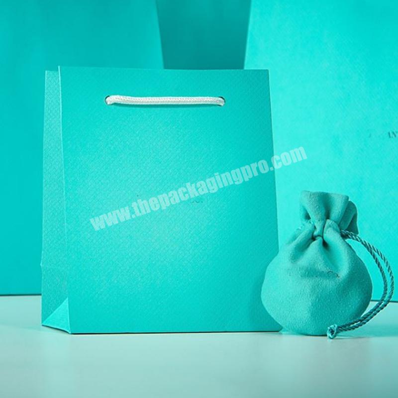 Blue color custom jewelry gift bags for jewelry packaging