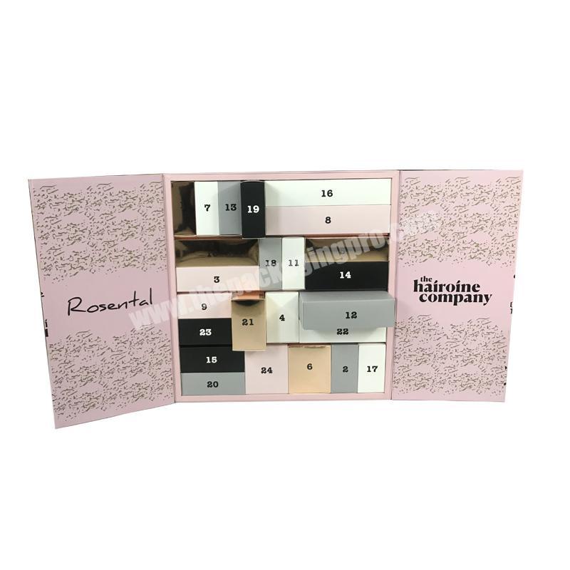 New design paperboard 24 days cardboard double door advent calendar boxes packaging box for advent calendar