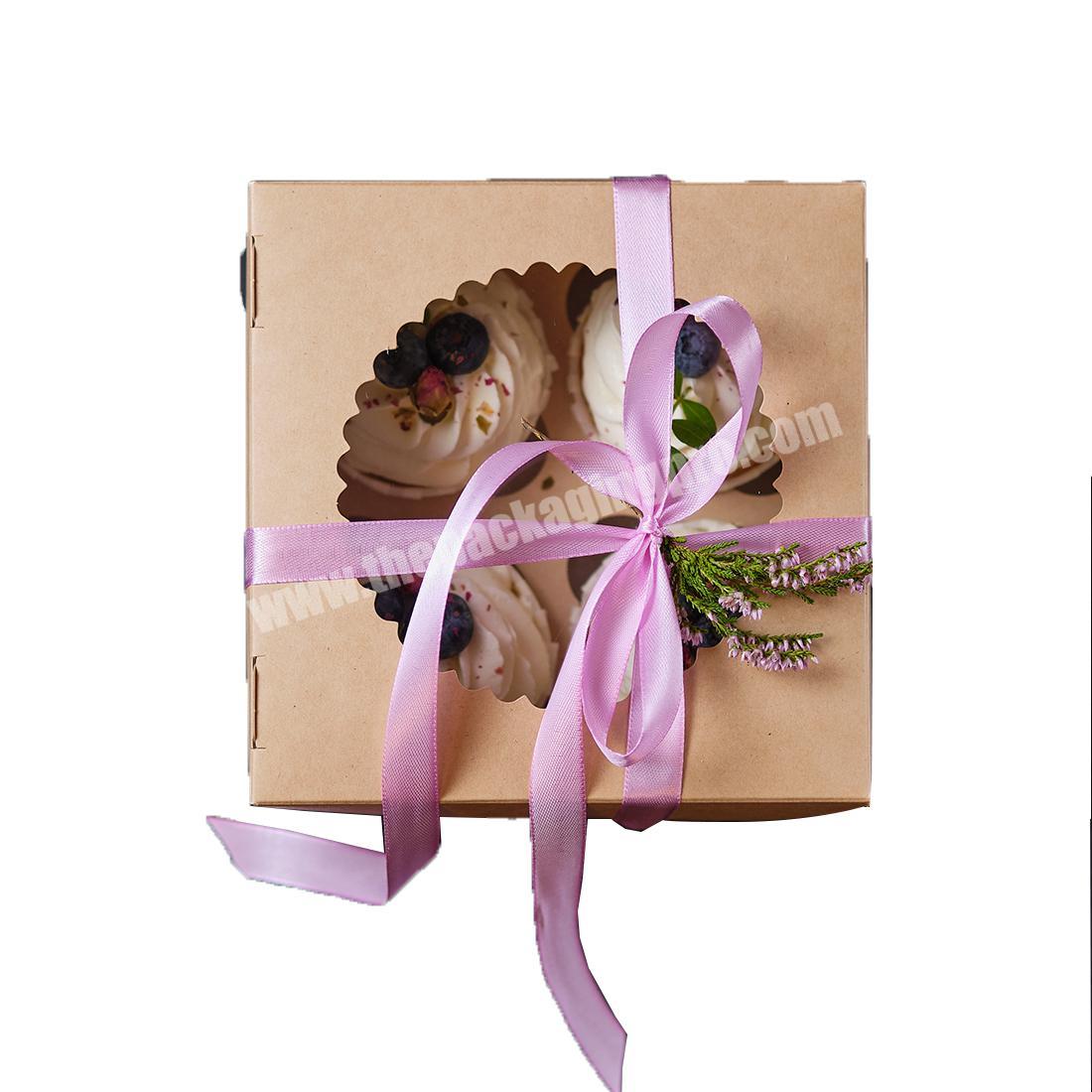 Custom logo folding dessert packaging boxes with ribbon
