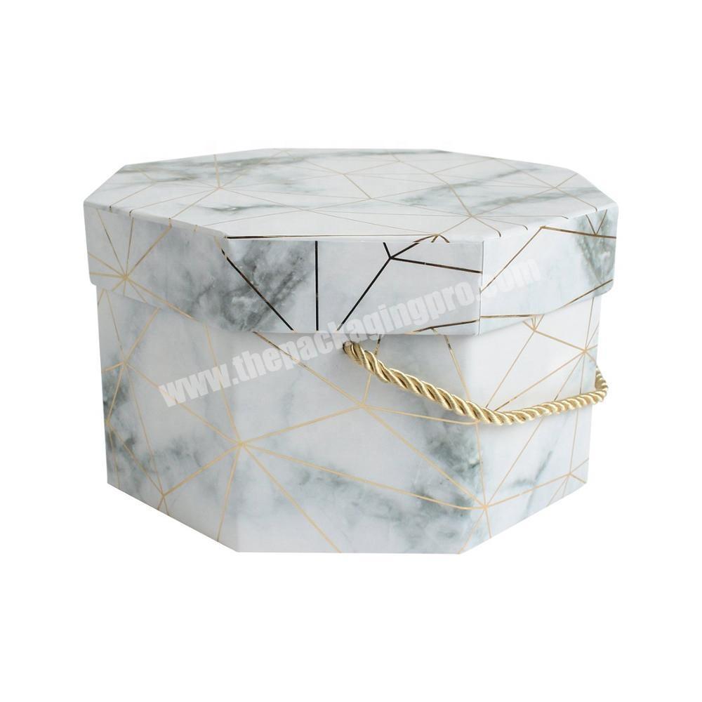 Custom Printing luxury Hexagonal gift box green marble gift box packaging