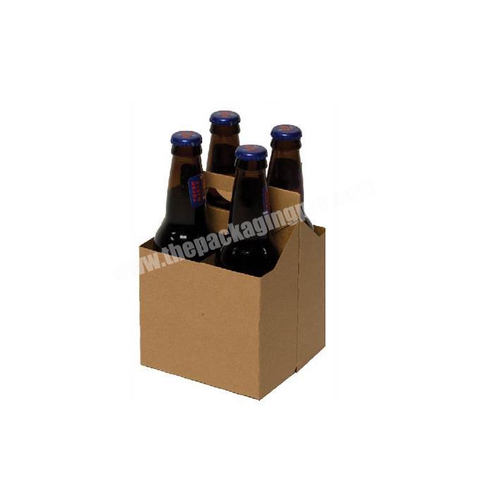 Elegant Design 4 Pack Bottle Beer Carrier Box Kraft 6 Bottle Beer Wine Packing Carrier Box For Gift