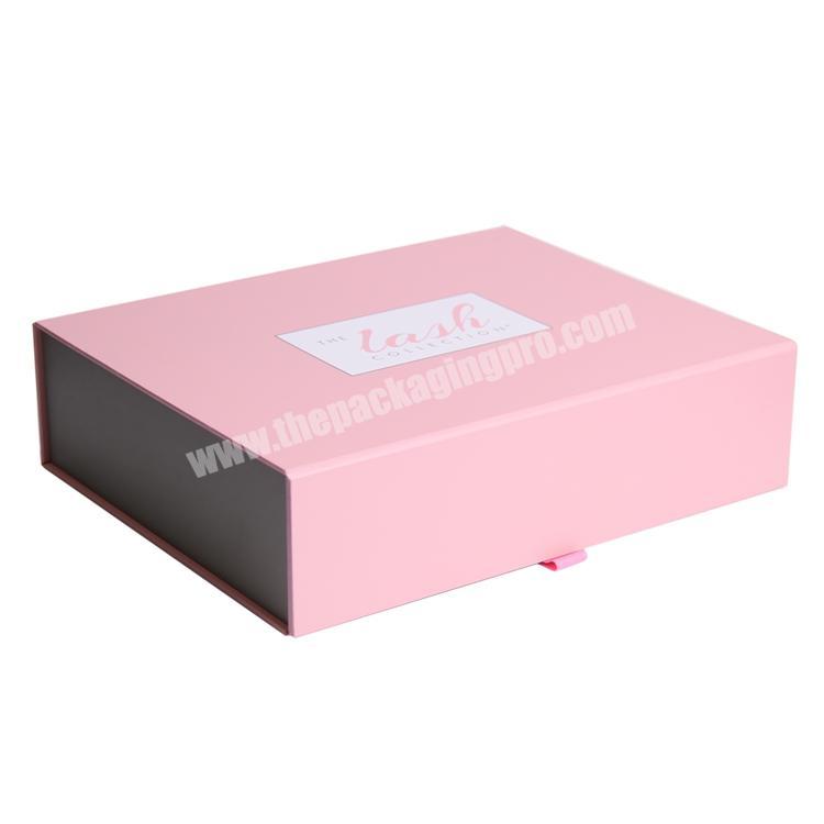 Custom paper cardboard fodable gift box pink folding magnetic closure collapsible rigid box