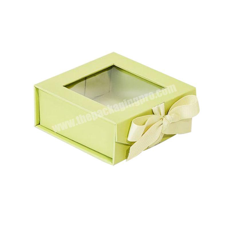Disposable PVC window cheaper cake box packaging storage box with ribbon