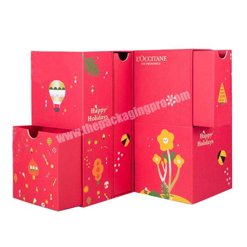 Red advent calendar box christmas paper packaging gift box