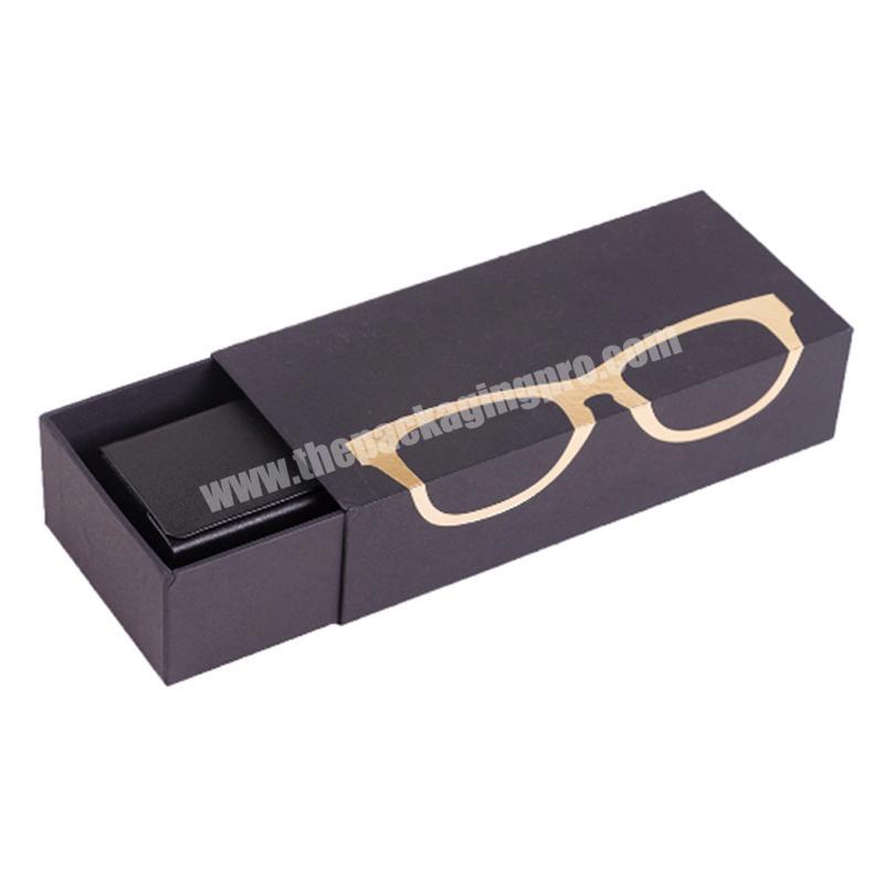 Custom logo cardboard paper box luxury black sunglasses gift case