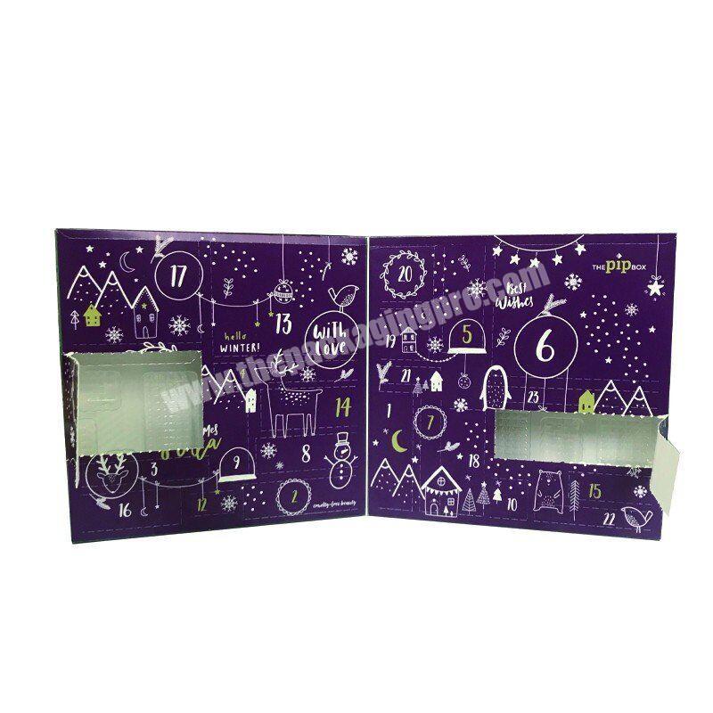 Wholesale Luxury christmas calendar advent boxes for 12 days advent calendar cosmetic gift packaging