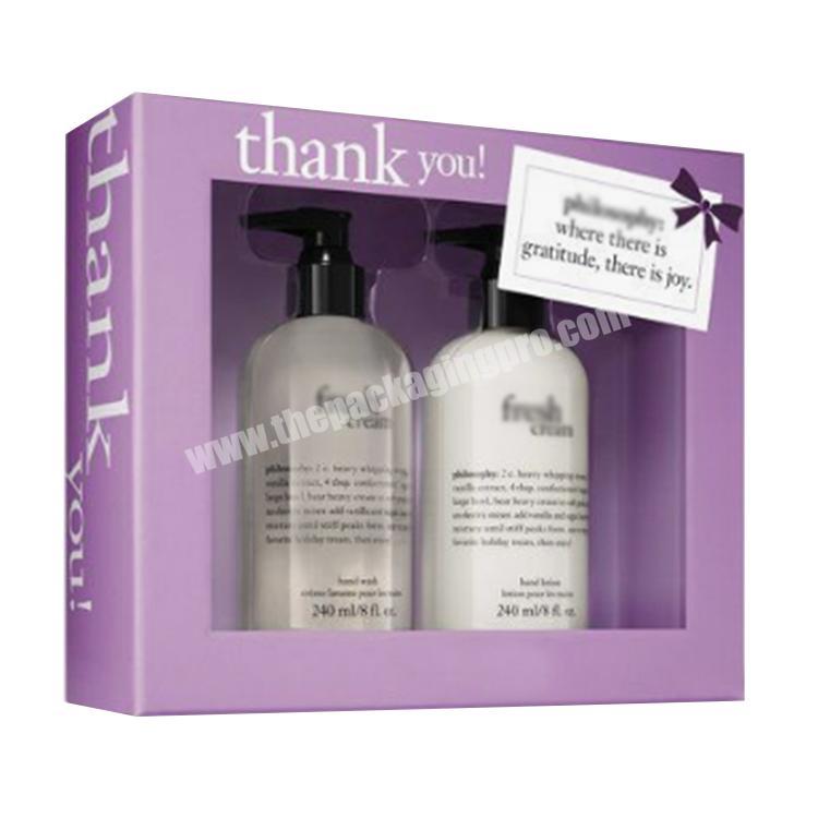 Custom printing PVC window cosmetic skin care packaging boxes makeup set kit box