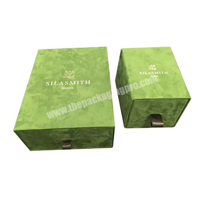 custom logo colourful green velvet drawer wig bundle / hair extension packaging boxes