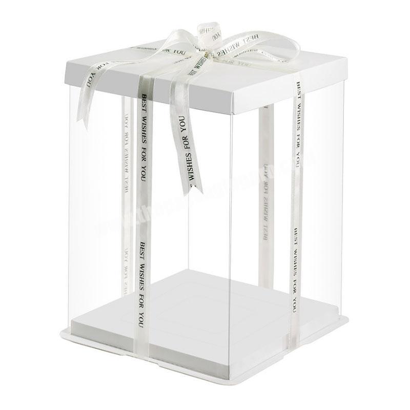 transparent cake boxes packaging custom logo clear pvc cupcake cake boxes with ribbon