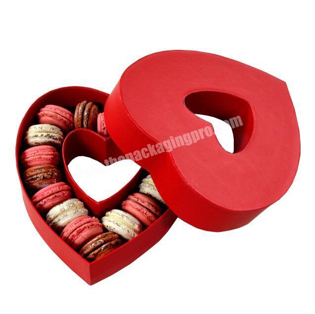 Customized heart shaped macaron box hollow out red heart