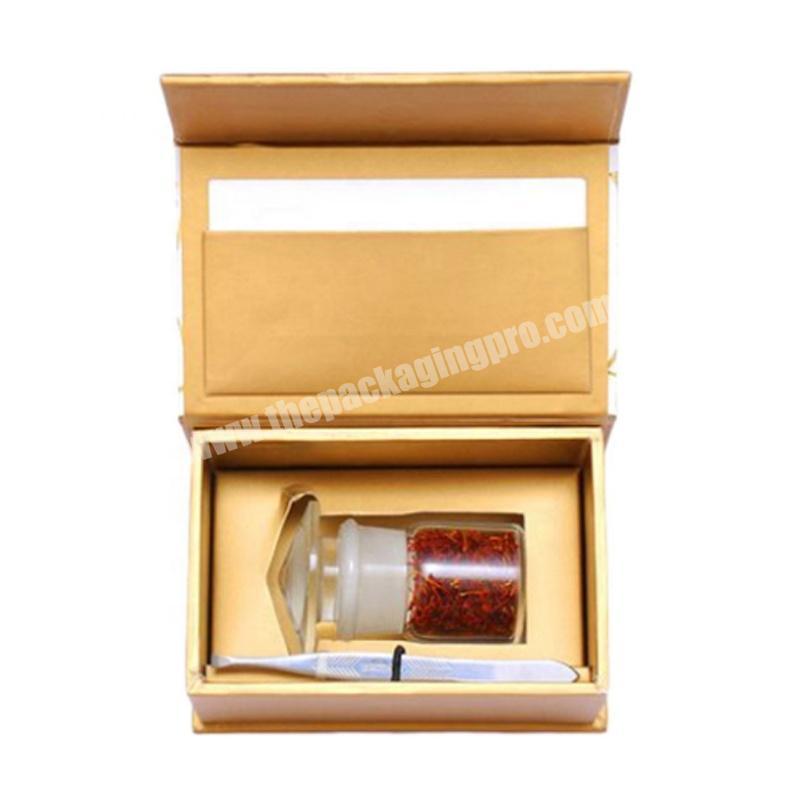 Top quality recycled paper material magnetic closure saffron gift box with custom logo