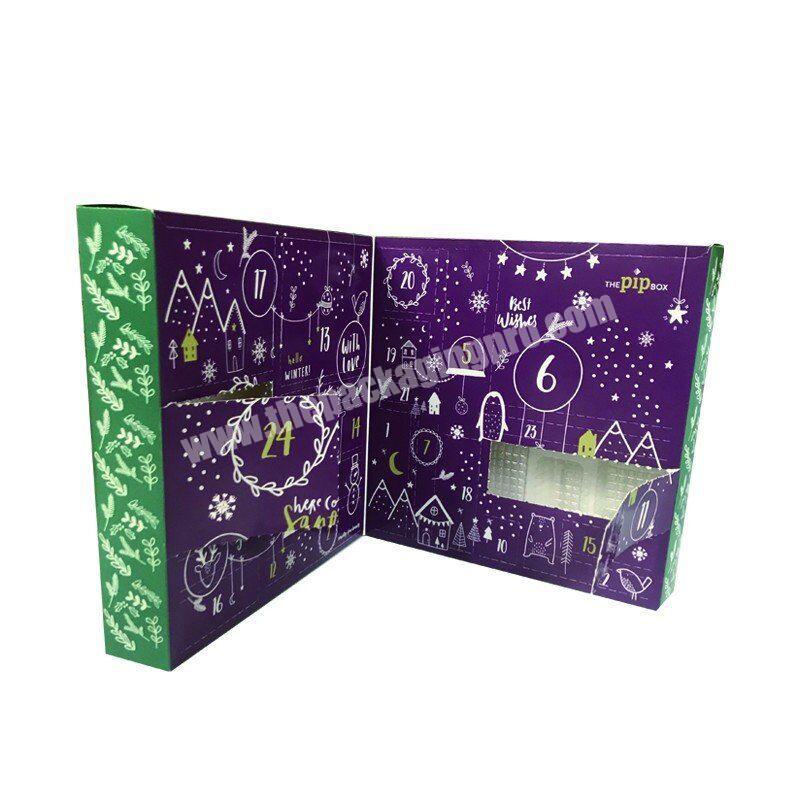 Custom Luxury christmas calendar advent boxes for 12 days advent calendar cosmetic gift packaging
