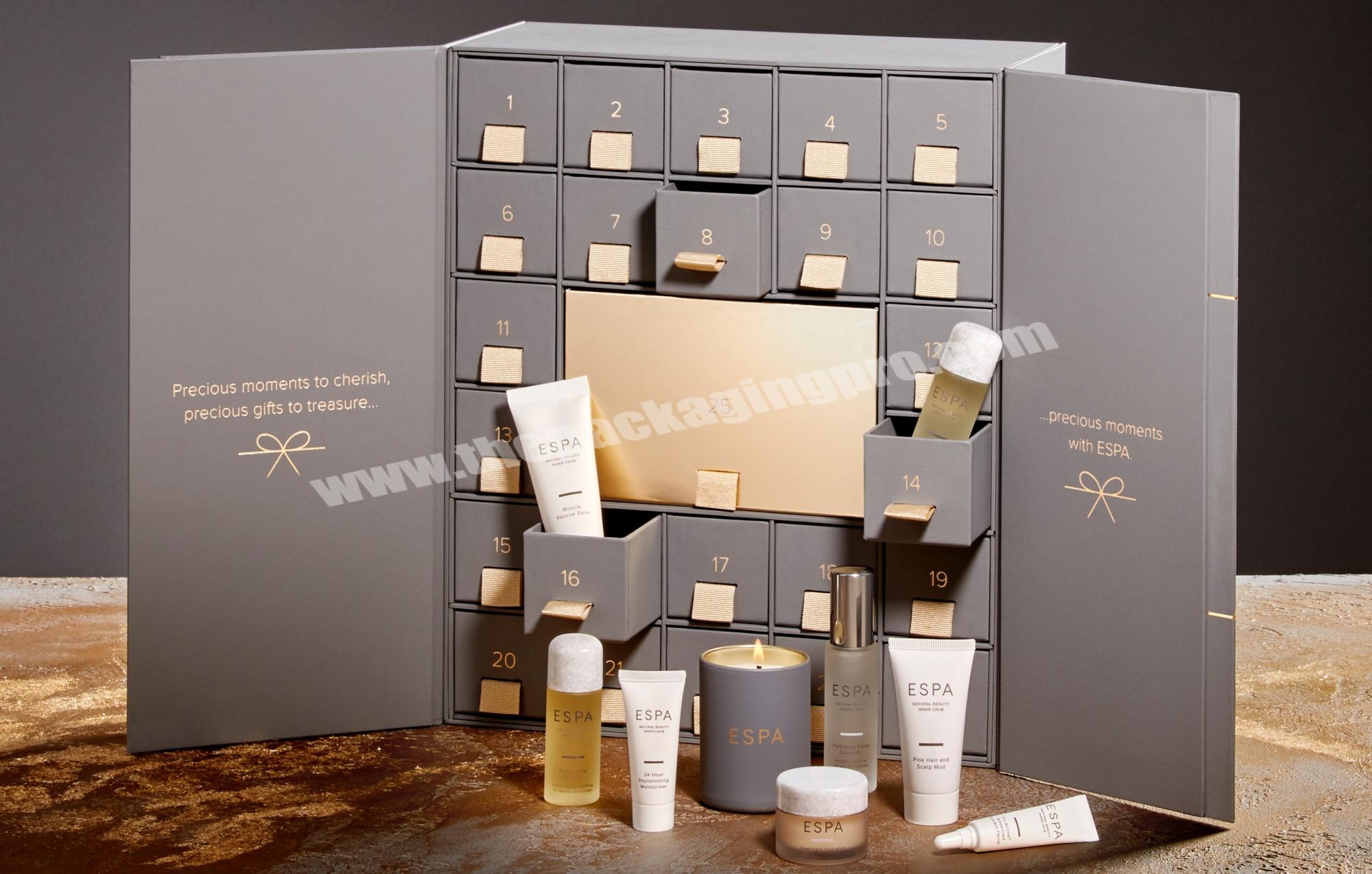 Custom Gift Beauty Cosmetic Packaging box hot-selling Advent Calendar Box with drawer