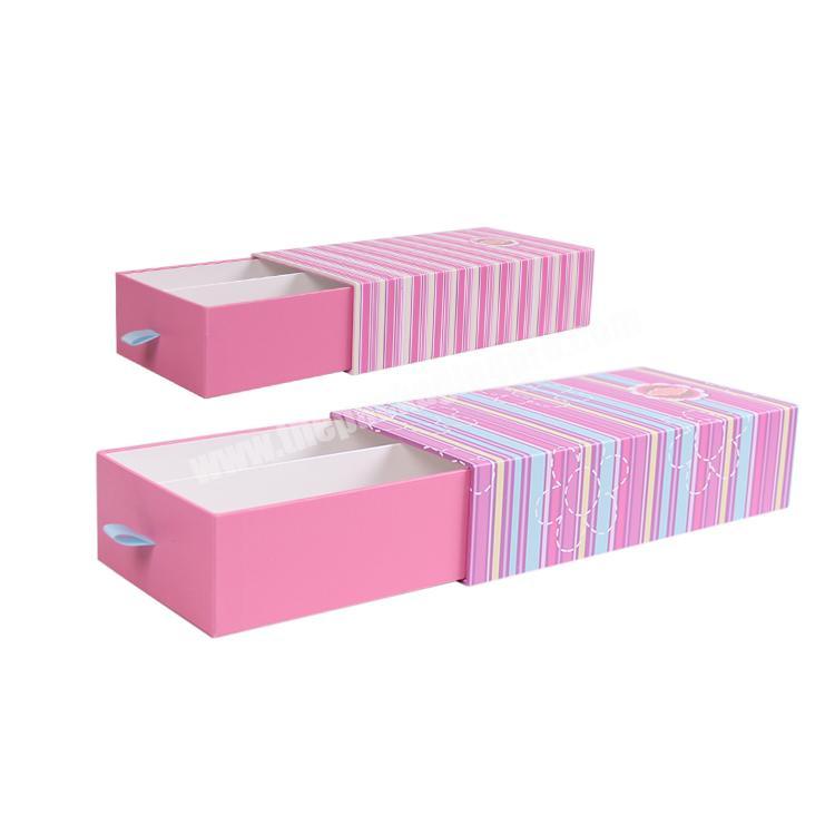 Handmade mini matchbox style packaging drawer box with handle paper drawer perfume gift box pink packaging box