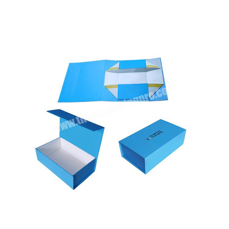 Printed cardboard folding paper carton packaging shoe clothing shipping luxury custom magnetic foldable gift box with ribbon