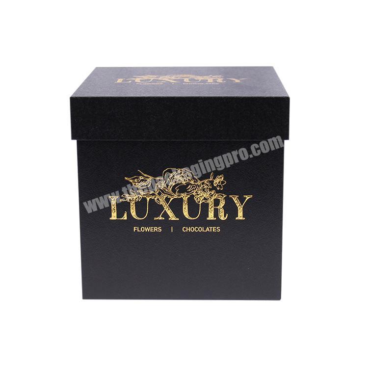 Manufacturer Luxury Black Rose Box Cardboard Square Package Flowers Gift Boxes with Ribbon