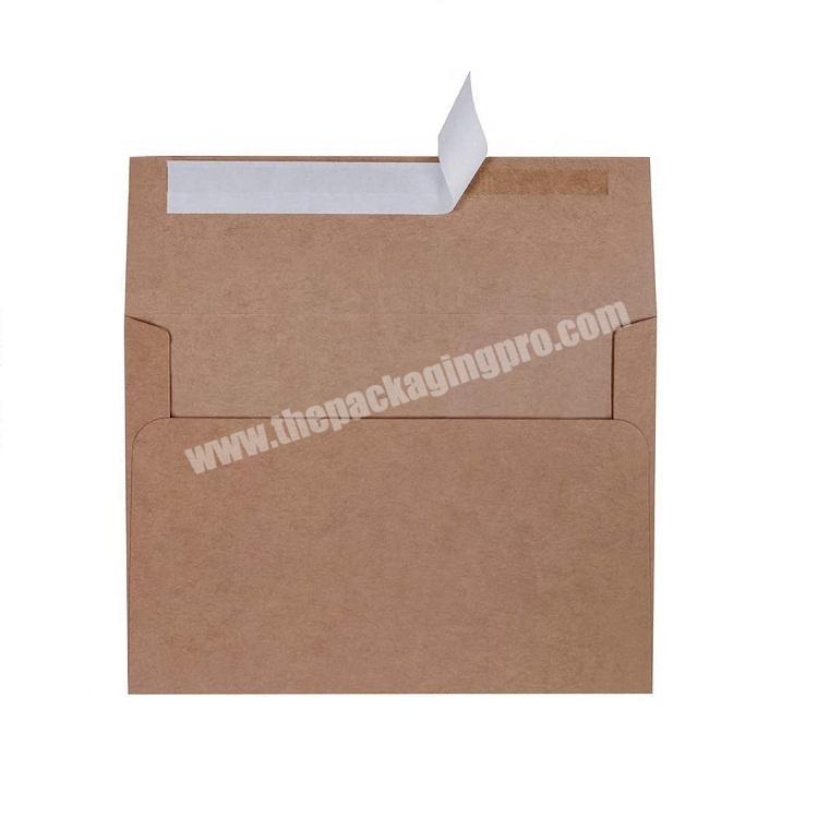 Wholesale personalized logo custom brown kraft paper greeting card invitation envelopes gift envelopes