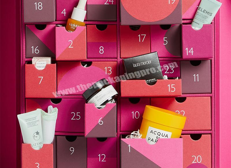 Custom  Cardboard Gift Beauty Cosmetic Packaging Countdown Christmas Advent Calendar Box
