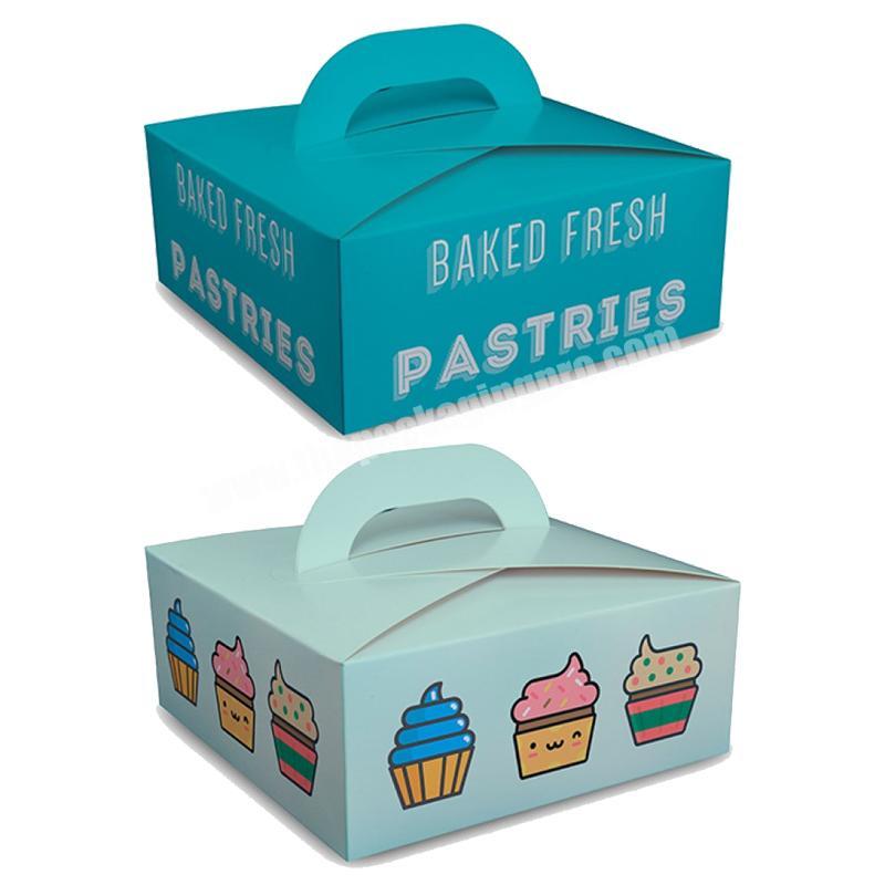 Wholesale birthday disposable custom paperboard cake box packaging design with handle