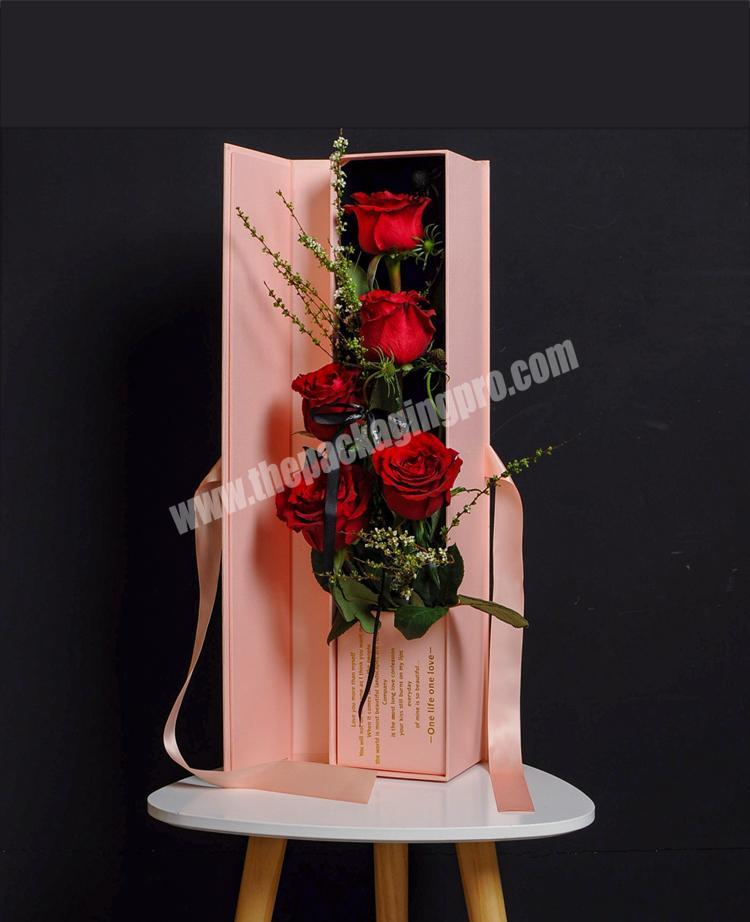 High Quality Corrugated White Matte Chocolate Packing Ribbon Gift Korea Flower Vase Box