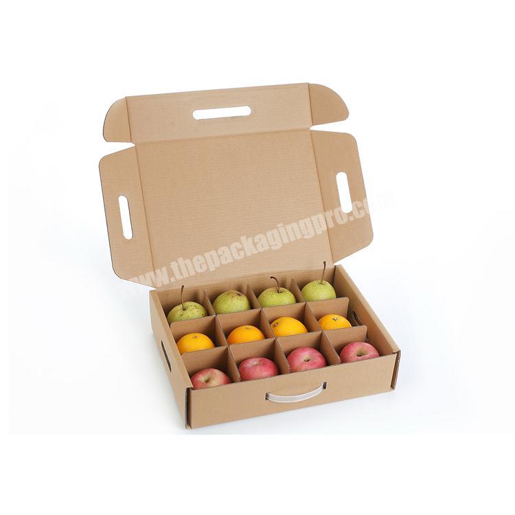 Professinal manufacturer custom corrugated cardboard packaging divider boxes for vegetables fruit with handle