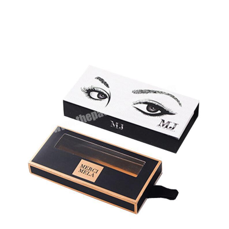 Custom logo cardboard drawer style empty eyelash boxes for cosmetic packaging