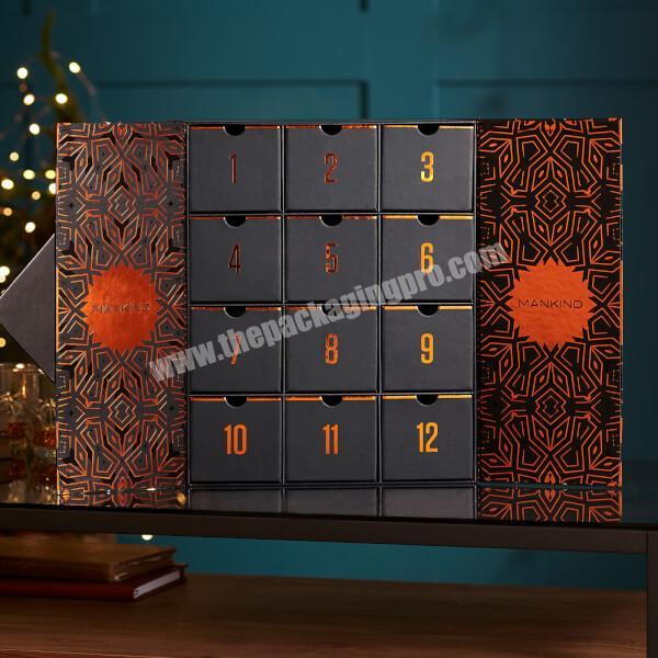 Cosmetics skin care products gift advent calendar packaging box with 24 small drawers