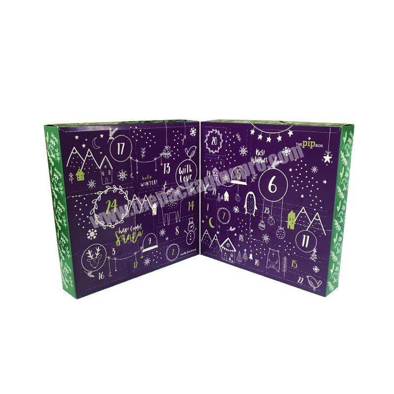 Factory Luxury christmas calendar advent boxes for 12 days advent calendar cosmetic gift packaging