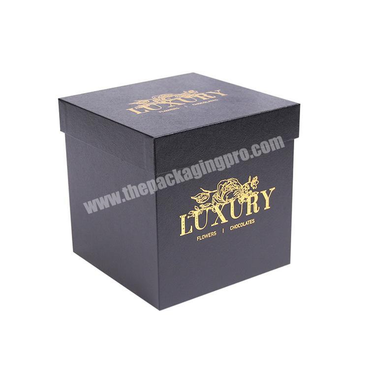 Factory Luxury Black Rose Box Cardboard Square Package Flowers Gift Boxes with Ribbon