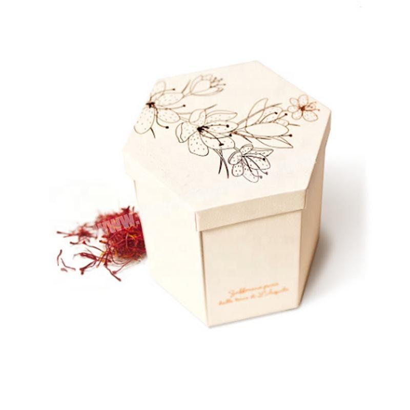 2020 new style luxury food grade paper decorative pentagon gift saffron packing box