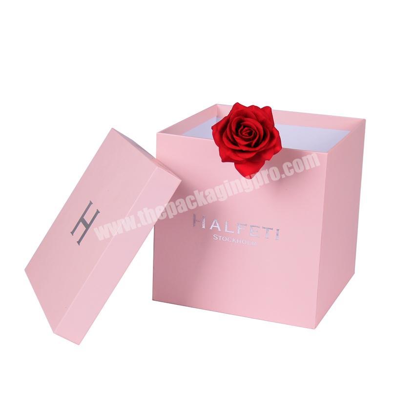 Fancy luxury custom design cardboard rectangle rose flower boxes