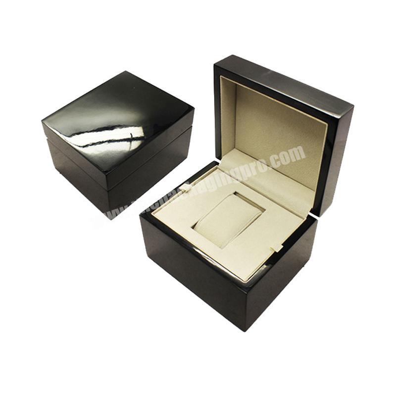 Black color top grade wooden material watch wallet box with pillow