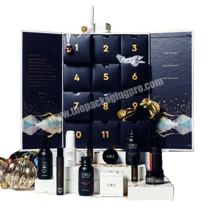 Custom 24 Day Beauty Cosmetic/Skincare Cardboard Advent Calendar Gift Box with drawer