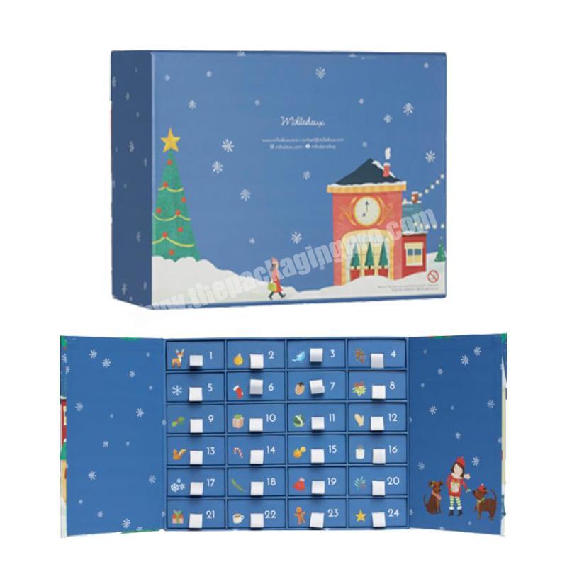 Wholesale custom paperboard 24 days advent calendar boxes packaging box for advent calendar