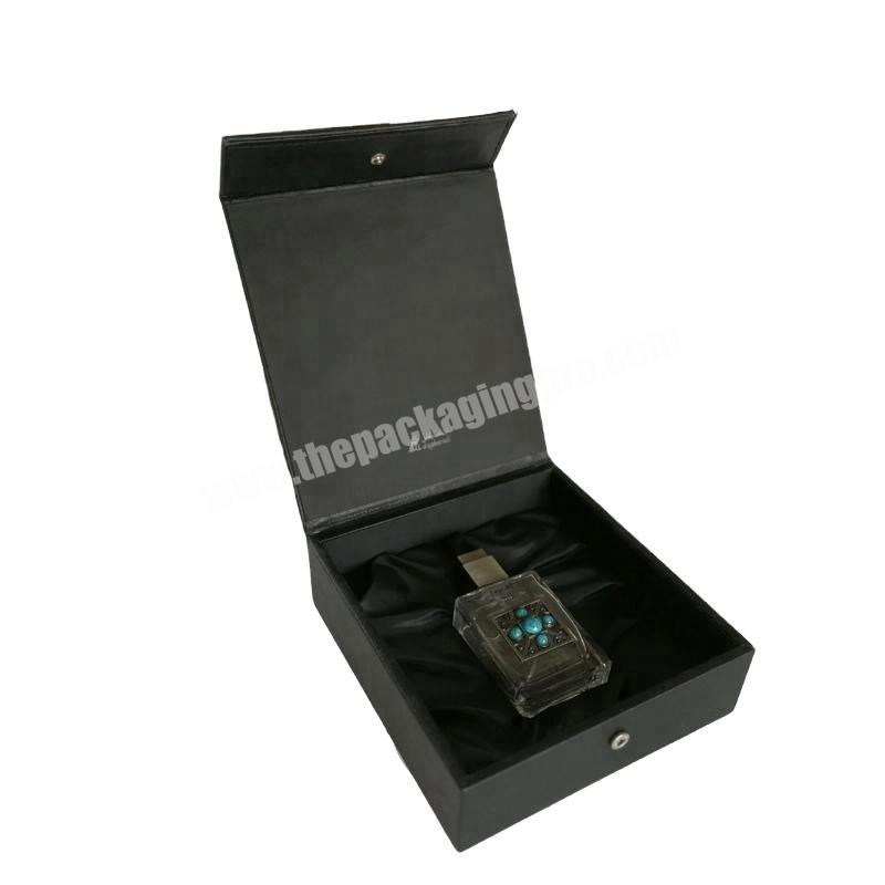Luxury black jewelry boxes leather perfume gift packing box with button