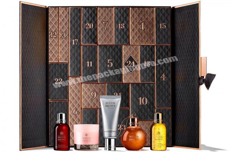 Manufacturer Custom 24 Day Beauty Cosmetic/Skincare Cardboard Advent Calendar Gift Box with drawer