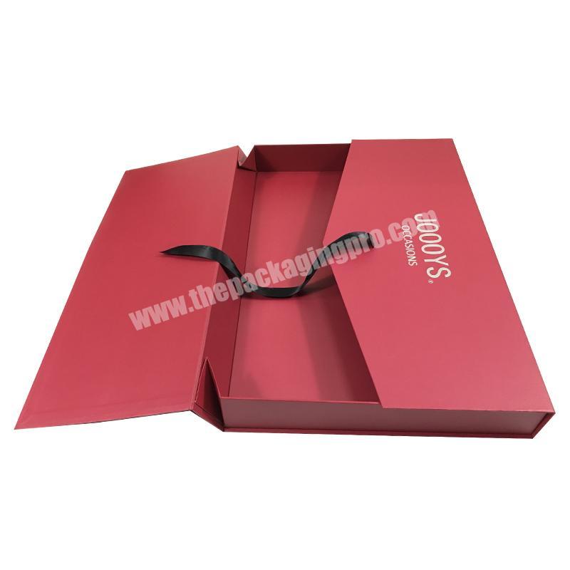 Foldable rigid texture fancy gift box collapsible packaging with ribbon for dress/skirt