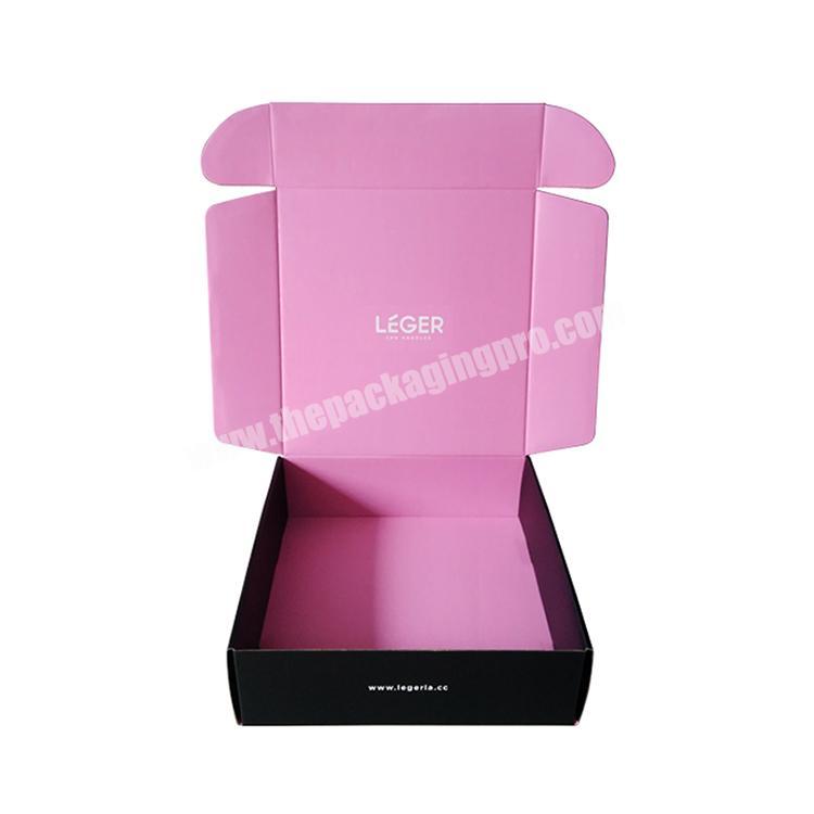 Small Shipping Carton Packaging E Flute Subscription Black Mailing Custom Cosmetic Gift Pink Corrugated Box