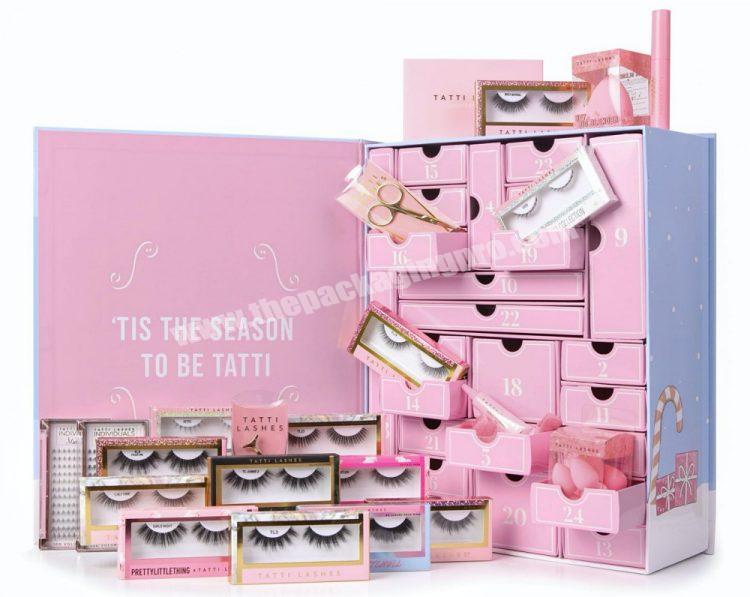 luxury cosmetic advent calendar packaging box customize cardboard gift calendar surprise box