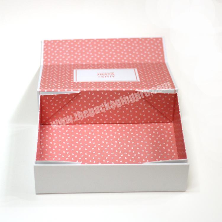 High Quality Kraft Laminated Flower Magnetic Surface Clothes Ribbon White Paper Folding Navy Blue Gift Box
